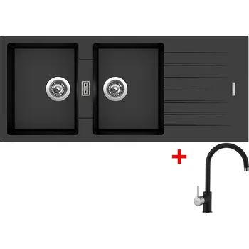 Granitový dřez Akční Sinks PERFECTO 1160 DUO Metalblack + VITALIA GR