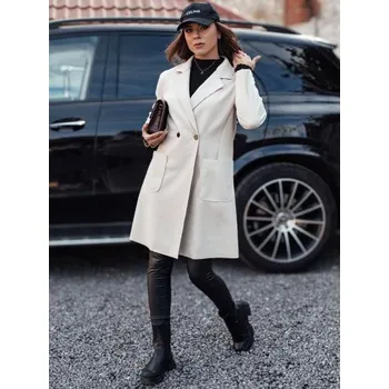 Dámský kabát Dámský kabát nadměrné velikosti LINNORE dlouhý béžový