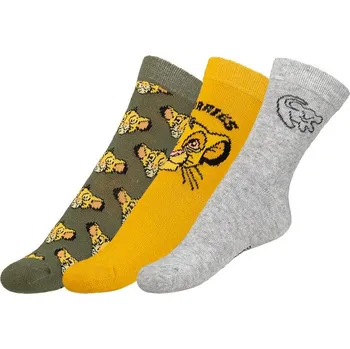 Chlapecké oblečení Ponožky dětské Lví král - sada 3 páry Khaki,Šedá,Žlutá BX1001063 - 23-26