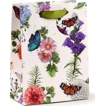 Dárková taška Papírová dárková taška 17x23cm - Květiny, motýli