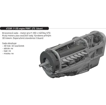 Plastikový model Eduard 1/72 P-51D engine PRINT (EDUARD)
