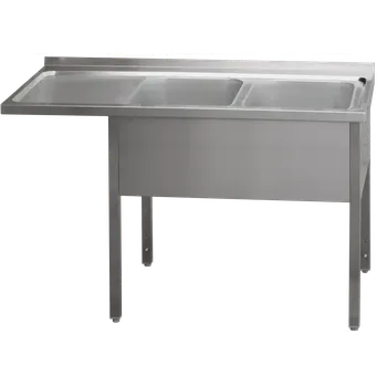 Zahradní stůl Stůl mycí 210x70x90 - 2x dřez 60x50x30 odkapávací plocha levá | REDFOX - MSDOL/M 7021