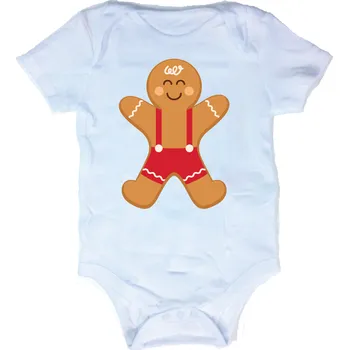 Detské body - Perníček chlapeček, Barva látky bílá, Střih Dětský, Velikost 18-24 měsiců (86-93cm)