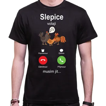 Pánské tričko Fajntričko Slepice volají, musím jít... černá