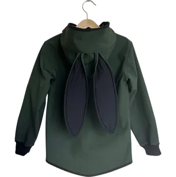 Kojenecká bunda Rostoucí Softshellová bunda khaki zelená s oušky, Velikost 86-92 (1-2 r )