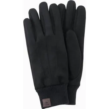 Rukavice Pánské rukavice z eko semiše s lemem - černé