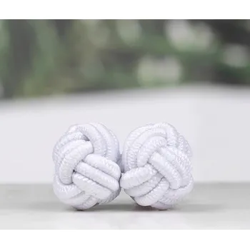 Manžetový knoflíček Manžetové knoflíčky textilní uzlíky levné barevné, ball, uzel Bílá