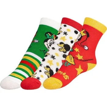 Ponožky dětské Minnie- sada 3 páry Červená,Zelená,Zlatá BX1001079 - 27-30