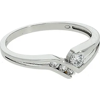 Prsten Goldstore Stříbrný prsten větší a menší zirkony Velikost: 57