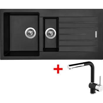 Granitový dřez Akční Sinks PERFECTO 1000.1 Pureblack + MIX 3 P GR