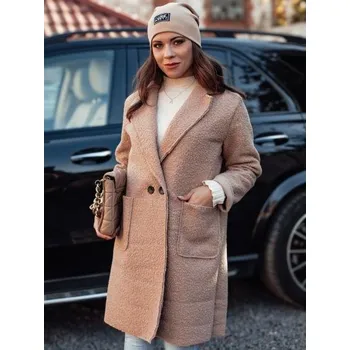 Dámský kabát nadměrné velikosti BARALITE dlouhý beránek béžový
