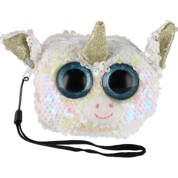 Teddies Peněženka dívčí zvířátko látková s flitry 10x10cm s doplňky do vlasů Barvy: bílá