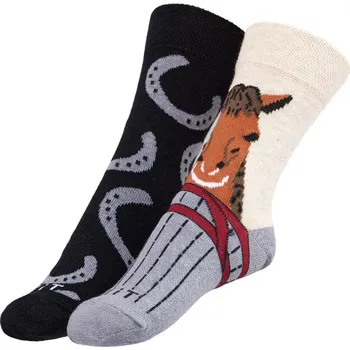 Dětská móda Ponožky dětské Kůň+podkovy Hnědá,Béžová,Šedá BX1000913 - 25-29