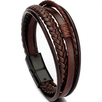 Náramek Predator Q1 Kožený náramek A7004 25 cm - hnědý