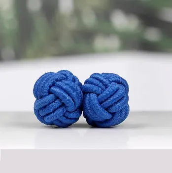 Manžetový knoflíček Manžetové knoflíčky textilní uzlíky levné barevné, ball, uzel Modrá