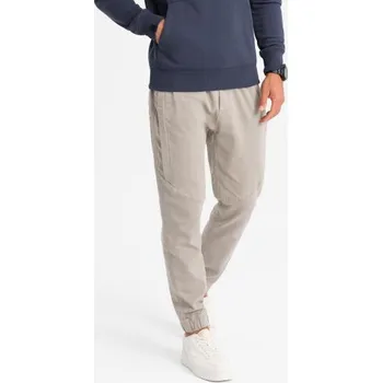 Pánské pletené tepláky se záhyby - popelavé