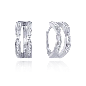Náušnice MINET Luxusní stříbrné náušnice s bílými zirkony JMAS0270SE00