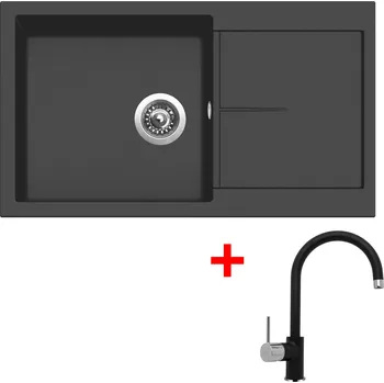 Granitový dřez Akční Sinks INFINITY 860 Pureblack + VITALIA GR