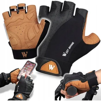 Cyklistické rukavice WEST BIKING CYKLISTICKÉ RUKAVICE LETNÍ BEZ PRSTŮ KRÁTKÉ GELOVÉ