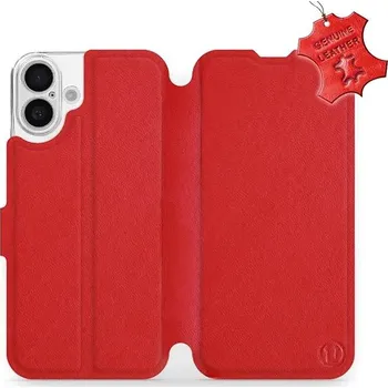 Pouzdro na mobilní telefon Mobiwear Flip knížkové, kožené pro Apple iPhone 16 Plus - Červené - L_RDS