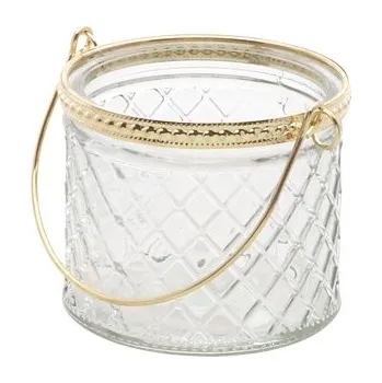 Party dekorace Chaks Sklenený svietnik so zlatou rúčkou 8,5 x 7,5 cm