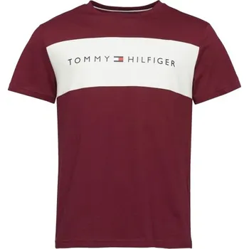 Pánské triko Tommy Hilfiger BLOCK LOGO SS L Vínová, Bílá, Černá