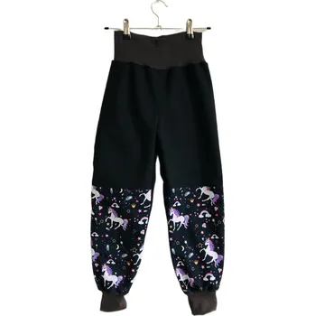 Rostoucí softshellové kalhoty - Černí jednorožci, Velikost 86-92 (1-2 r )