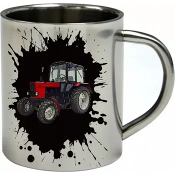 Moon River BELARUS nerezový hrnek s traktorem 450 ml (hrnek nerezový dvouvrstvý pro farmáře , farmář , farma)
