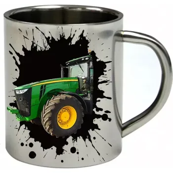 John Deere 8320R nerezový hrnek s traktorem (hrnek nerezový dvouvrstvý pro farmáře , farmář , farma)
