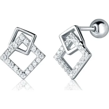 Náušnice Stříbrné náušnice čtverečky na šroubek