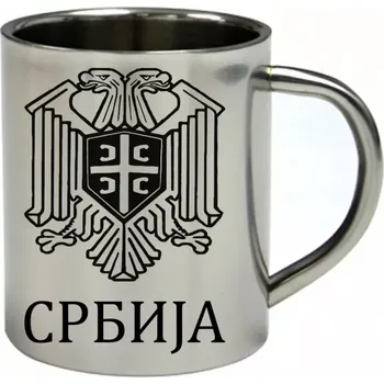 Srbsko nerezový hrnek s vlajkou 450 ml (hrnek nerezový dvouvrstvý vlajka )
