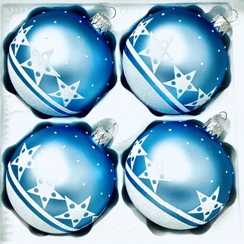 Vánoční ozdoba Sada vánočních ozdob "Modré hvězdy" – 4 ks skleněných dekorací s motivem hvězd, 8 cm IRISA Velikost: 8 cm, Balení: 4 ks, Barva: modrá