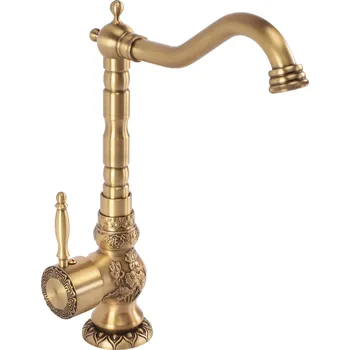 Vodovodní baterie BESTECO Umyvadlová/Dřezová Páková Baterie VENICE 10087 (Antický Bronz), Retro Styl, Otočné Ramínko 18 cm, V. 32 cm, 5 let Záruka