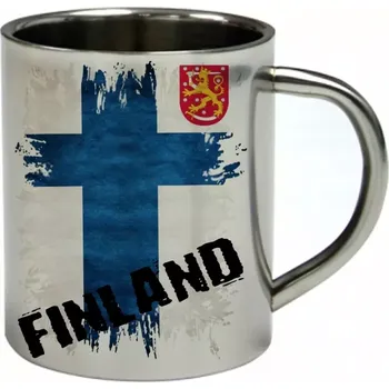 Moon River Finsko nerezový hrnek s vlajkou 450 ml (hrnek nerezový dvouvrstvý vlajka )
