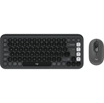 Klávesnice s myší Logitech POP ICON, US layout - šedá