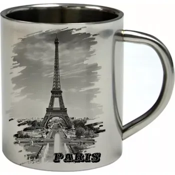 Moon River PAŘÍŽ Eiffelova věž nerezový hrnek s městem 450 ml (hrnek nerezový dvouvrstvý město metropole PARIS)