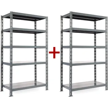 Dílenský regál Policový regál 1+1 ZDARMA, 1800x1200x400 mm, 5 polic, nosnost police 300 kg, základní