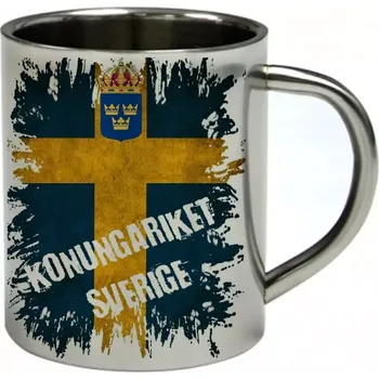 Švédsko nerezový hrnek s vlajkou (hrnek nerezový dvouvrstvý vlajka )