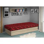 Nabytekmorava Válenda Junior 200x80 cm bez čela, matrace pružinová barva lamina: dub sonoma, Barva potahu: Mega 047 červená