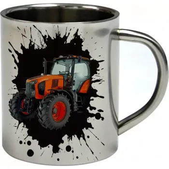 KUBOTA nerezový hrnek s traktorem 300 ml (hrnek nerezový dvouvrstvý pro farmáře , farmář , farma)