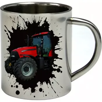 CASE IH 140 PUMA nerezový hrnek s traktorem 300 ml (hrnek nerezový dvouvrstvý pro farmáře , farmář , farma)