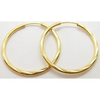 Náušnice Klenoty Budín Dámské zlaté náušnice gravírované kruhy 25mm 585/1,09gr HK2308 (Klenoty Budín Dámské zlaté náušnice gravírované kruhy 25mm 585/1,09gr HK2308)