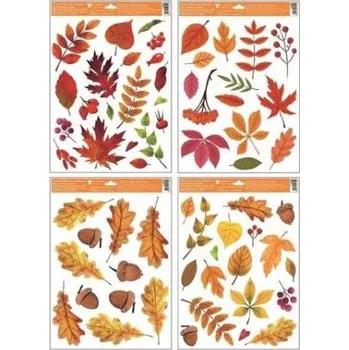 Okenní dekorace Okenní fólie 40007 barevné podzimní listí 30x42cm
