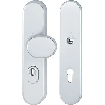 HOPPE široký štít oválny s překrytkou 54mm Provedení: klika - koule, Povrch: F1 - stříbrný elox, Rozteč: 92 mm