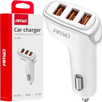 Nabíječka do auta 3x USB-A 3.1A 12/24V AMiO-03885