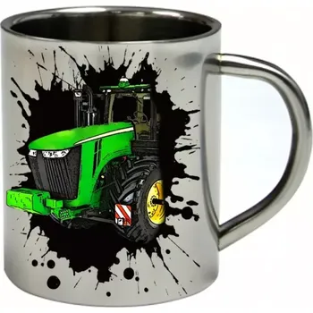 John Deere 9560R nerezový hrnek s traktorem 300 ml (hrnek nerezový dvouvrstvý pro farmáře , farmář , farma)