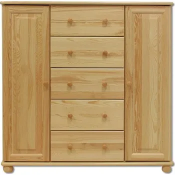 Ložnice Drewmax Komoda KD125, 118x122x47, borovice (Barva dřeva: Přírodní (lakovaná))