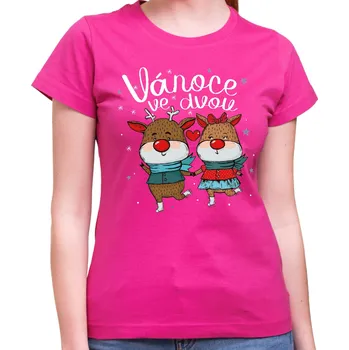 Tričko - Vánoce ve dvou, Barva látky růžová, Střih Pánsky / UNISEX, Velikost Dětské 146cm/10let