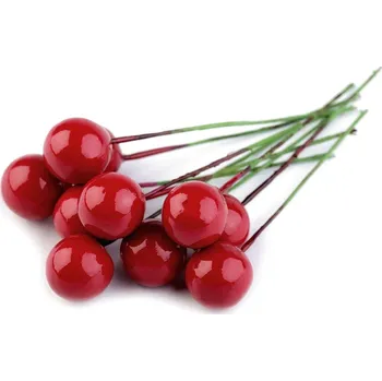 Vánoční dekorace Kuličky / bobule na drátku Ø1,2 cm Balení: 20 ks