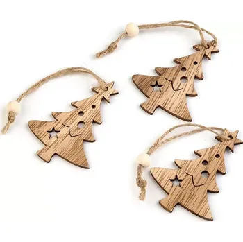 Vánoční dřevěná dekorace stromeček - 3 ks